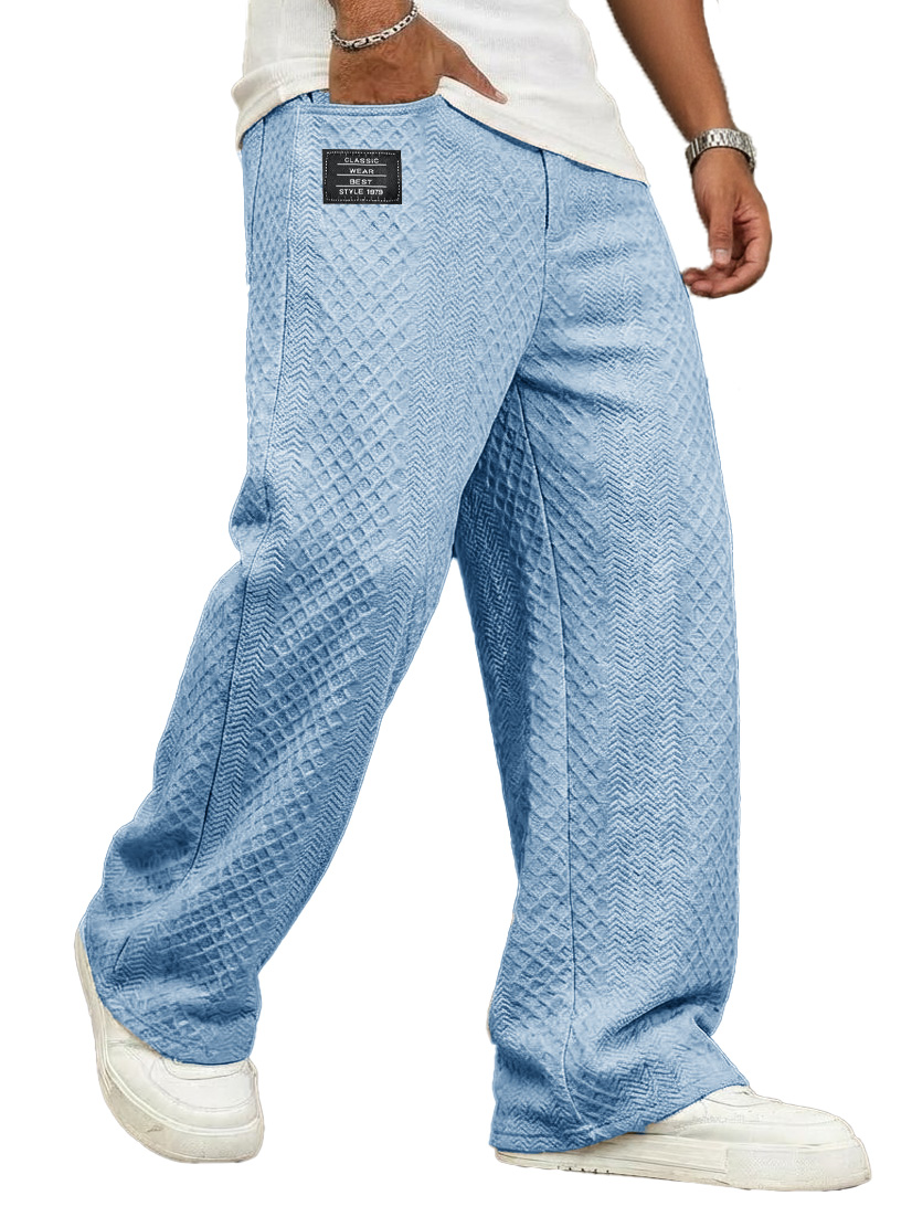 Men's Fashionable Casual Jacquard Fabric Loose Pocket Trousers