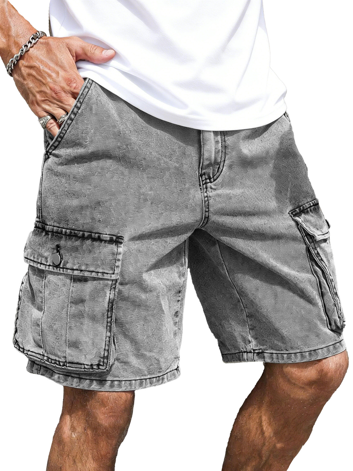 Men's Fashion Retro Loose Multi-Pocket Cargo Shorts