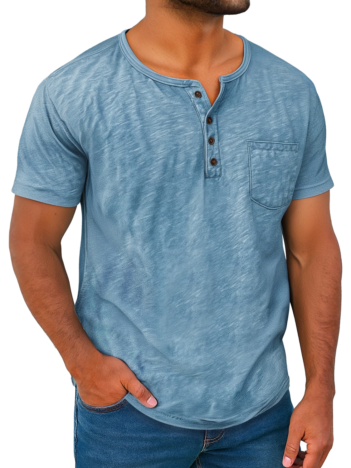 Men's Retro Everyday Casual Button-Down Short Sleeve Henley Shirt