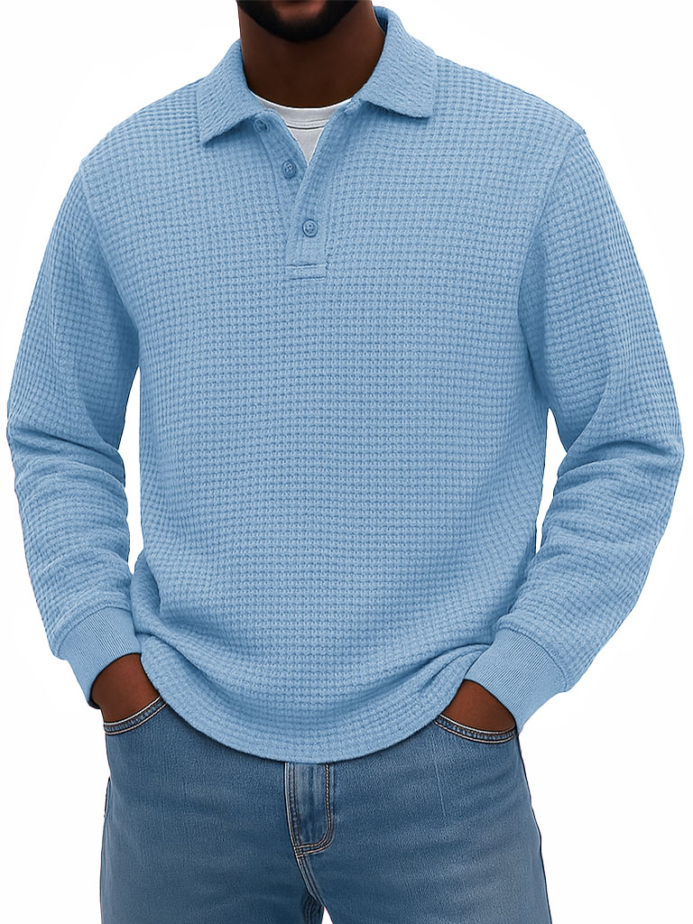 Men's Stylish Casual Corduroy Lapel Long-sleeved Polo Shirt