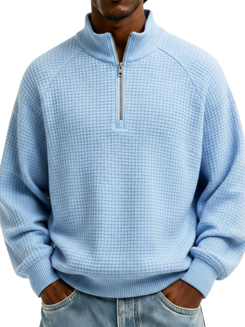 Men's Stylish Casual Loose-fitting Raglan Sleeve Stand-up Collar Long-sleeved Sweatshirt