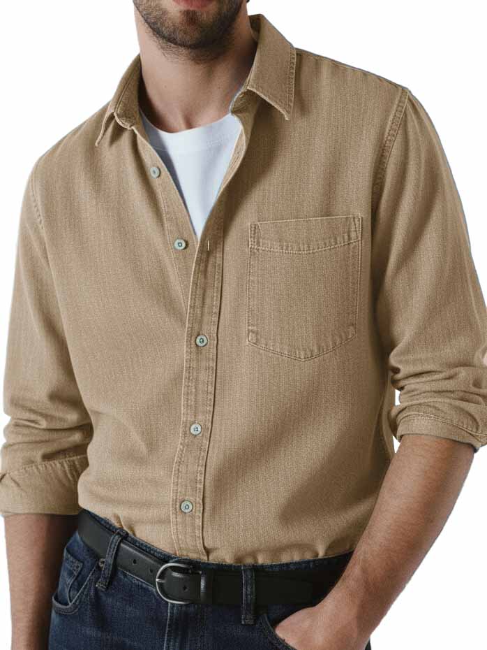 Men's Stylish Vintage Distressed Cotton Lapel Pocket Shirt