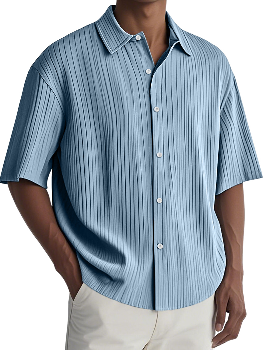 Men's Daily Ripped Casual Comfortable Solid Color Short-sleeved Shirt
