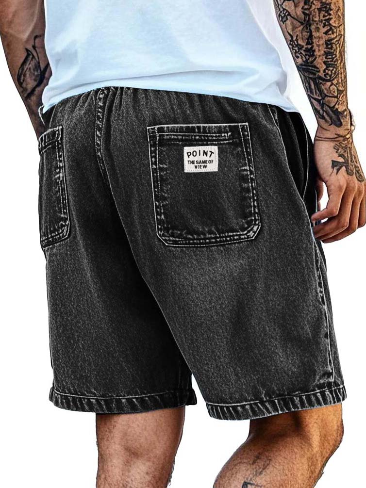 Men's Fashion Retro Distressed Pocket Embroidered Logo Shorts