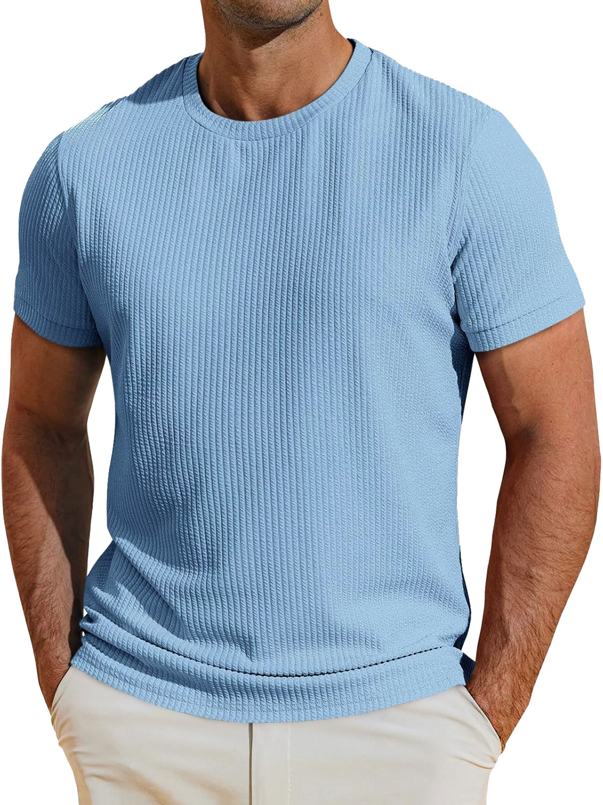 Men's Daily Round Neck Casual Solid Color Short-sleeved T-shirt