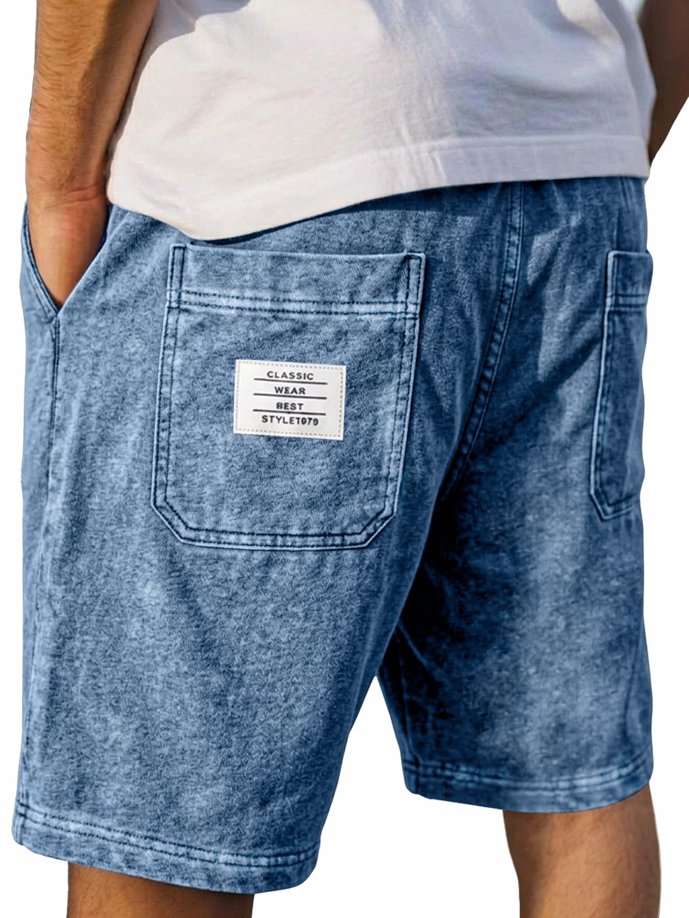 Men's Retro Double Pocket Embroidered Logo Casual Shorts