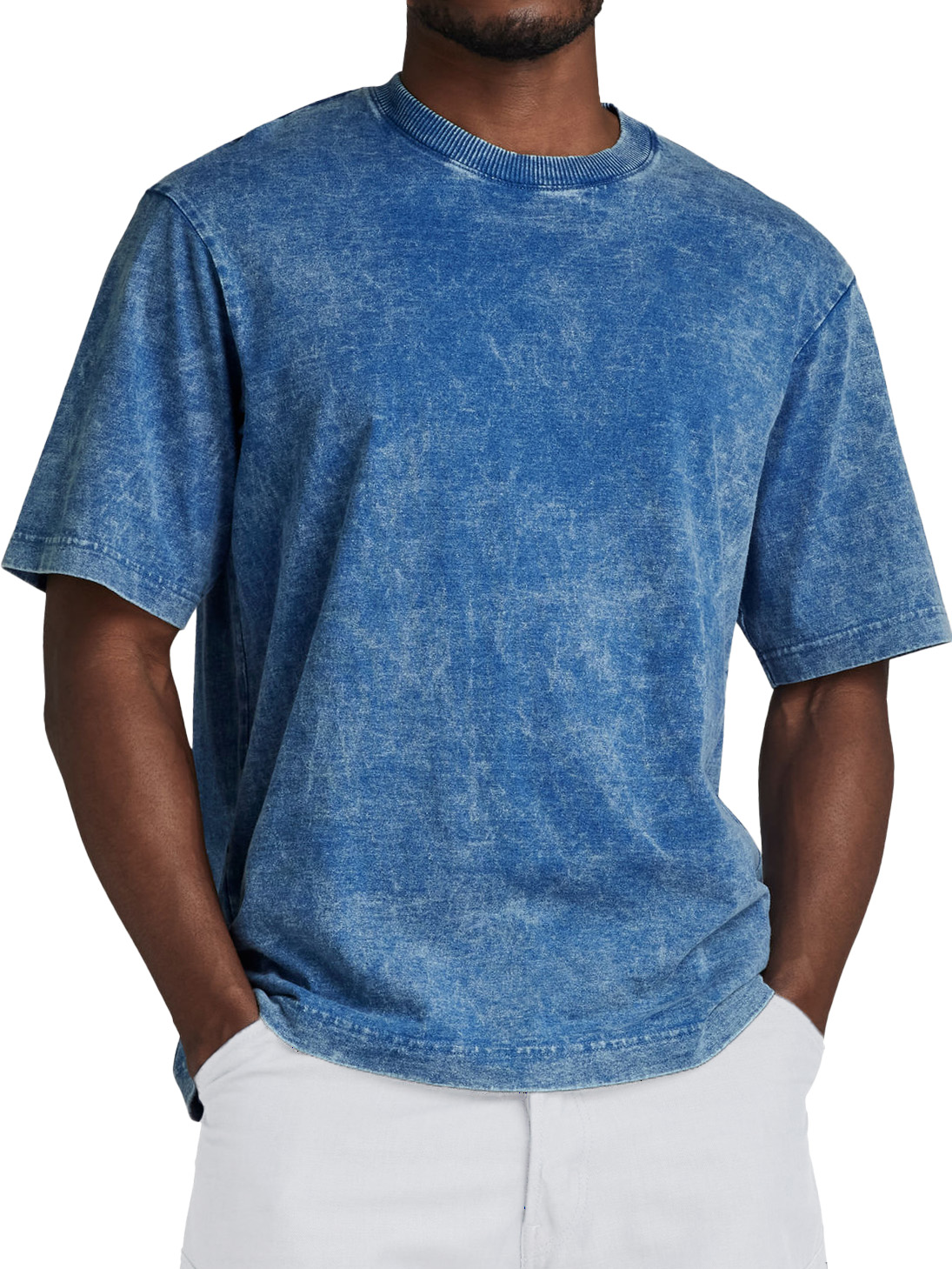 Men's Fashion Retro Washed Distressed Cotton Short-sleeved T-shirt