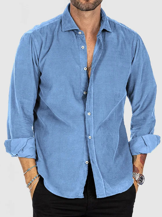 Men's Classic Casual Cotton And Linen Long-sleeved Shirt