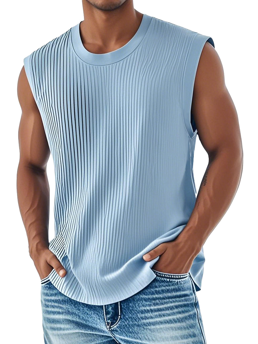 Men's Fashion Casual Comfortable Ribbed Fabric Sleeveless T-shirt