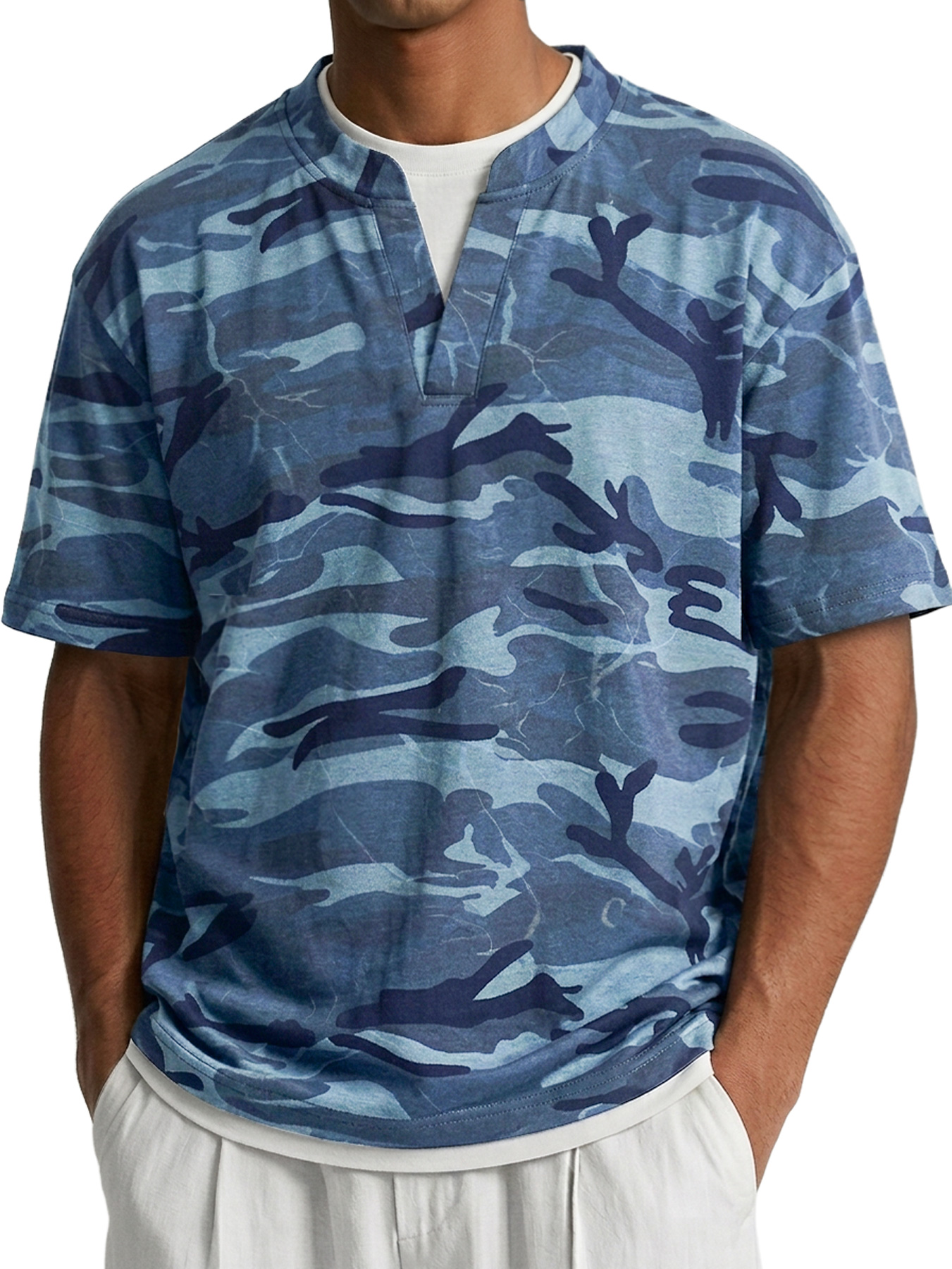 Men's Two-piece Camouflage Print Casual Short-sleeved T-shirt