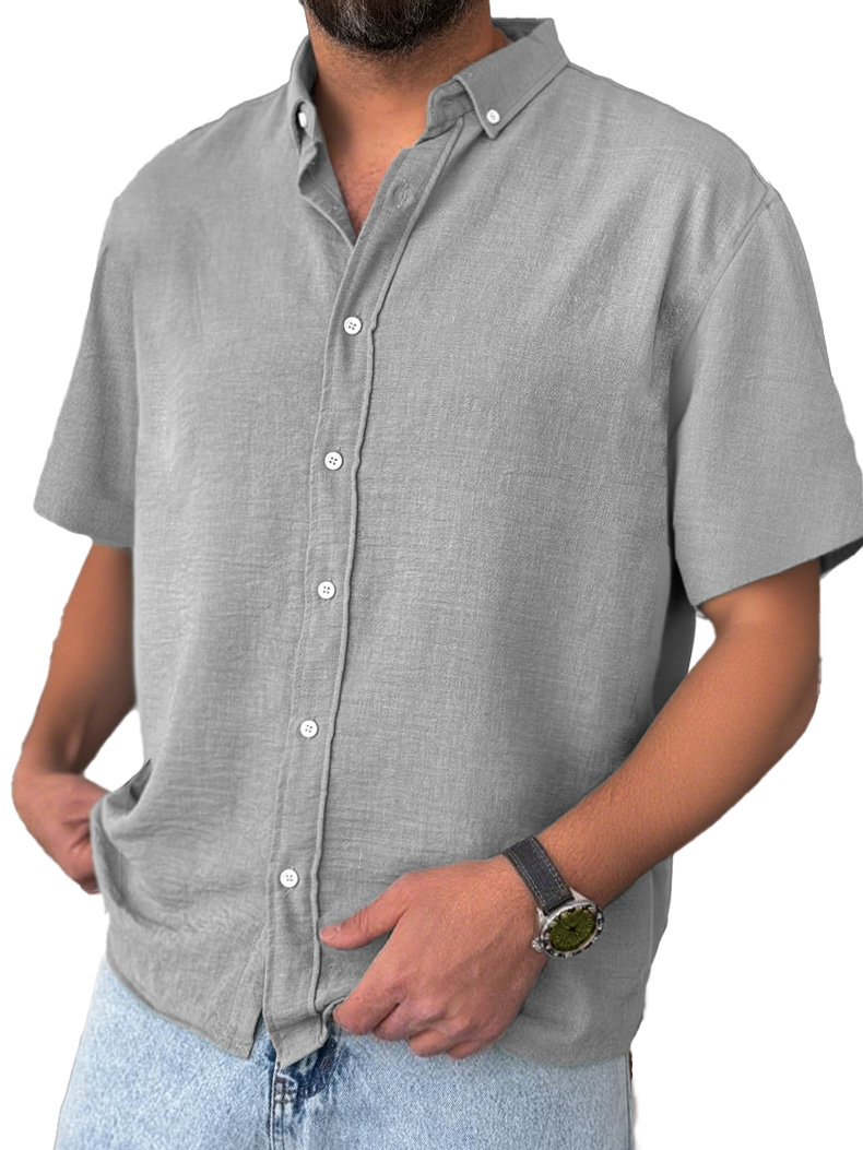 Men's Stylish And Comfortable Everyday Texture Fabric Short-sleeved Lapel Shirt