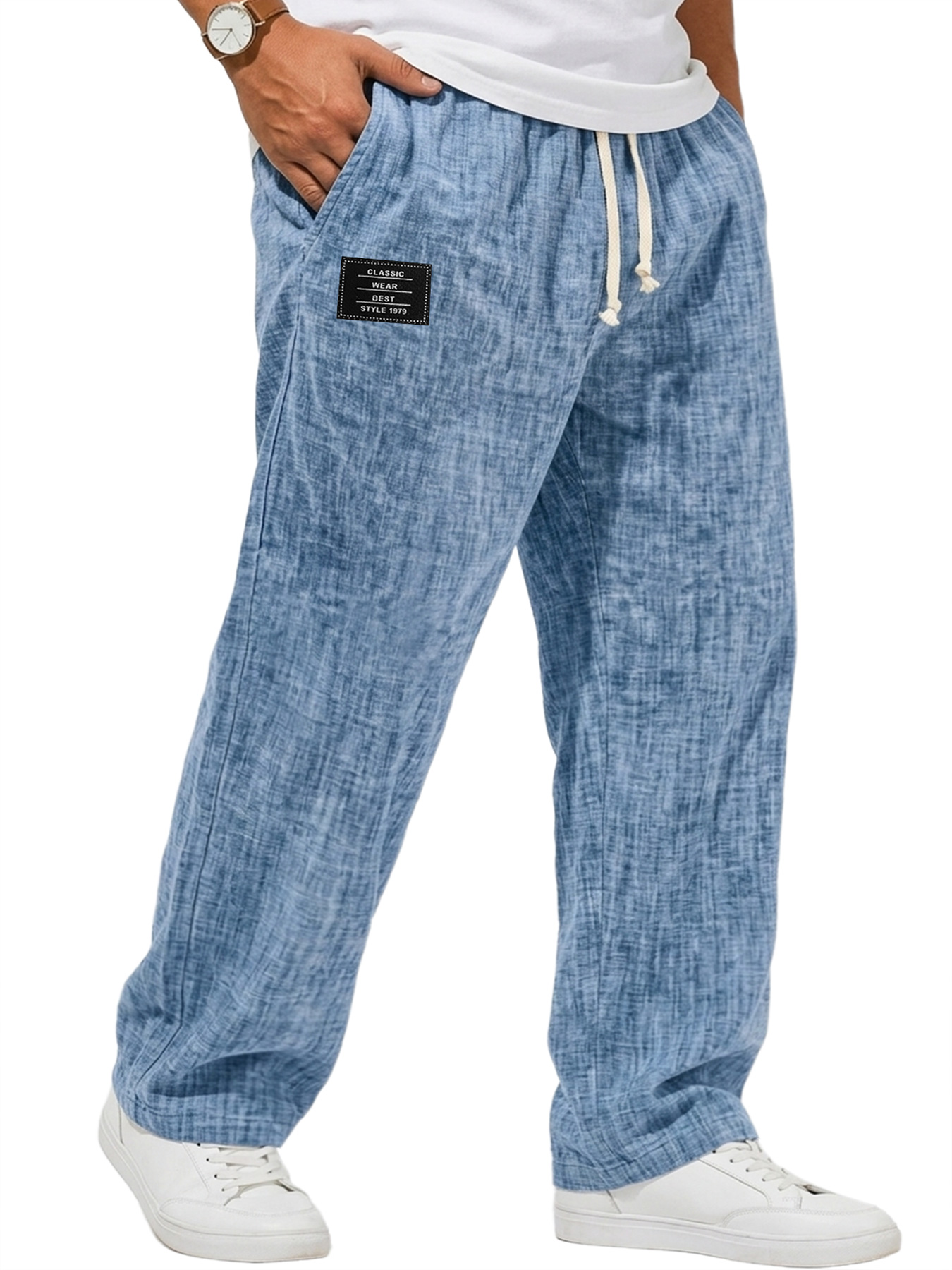 Men's Casual Breathable Embroidered Logo Loose-fitting Trousers