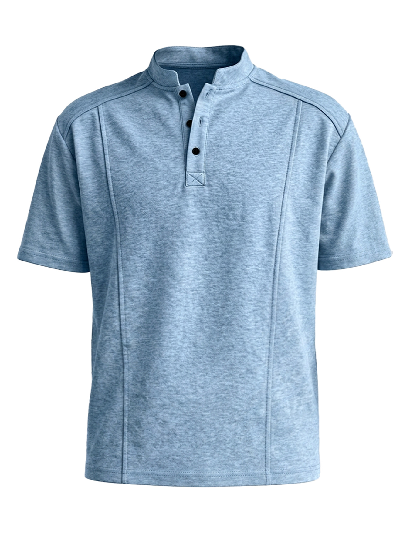 Men's Stand-up Collar Button-down Design Casual Short-sleeved Henley Shirt