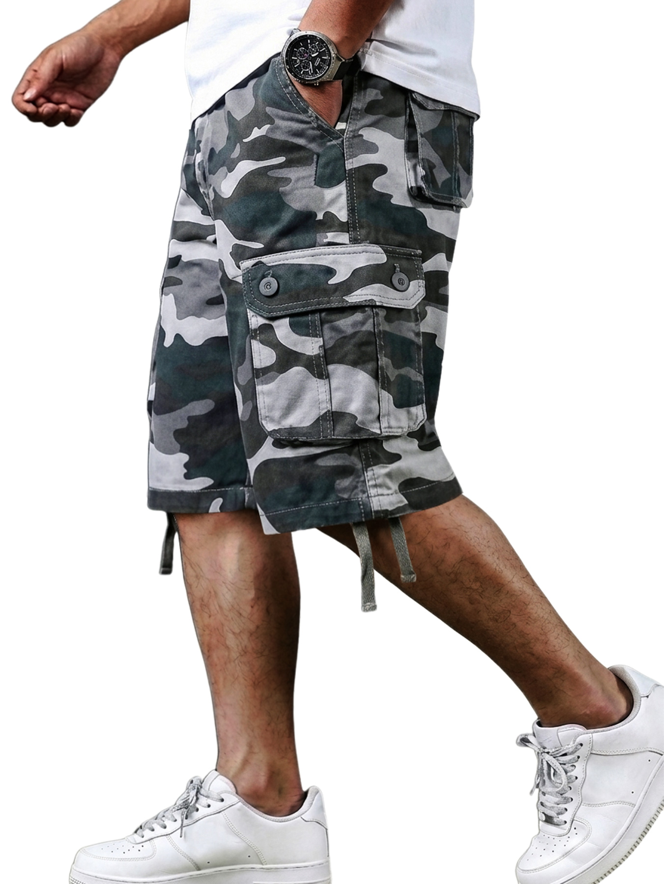 Men's Pure Cotton Camouflage Multi-pocket Casual Work Shorts