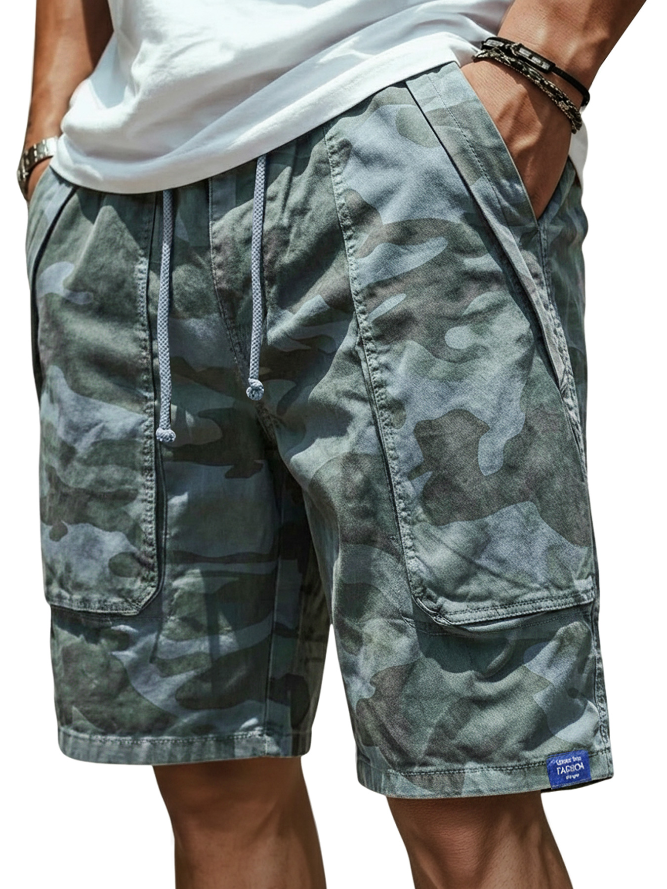 Men's Cotton Patch Pocket Camouflage Casual Work Shorts