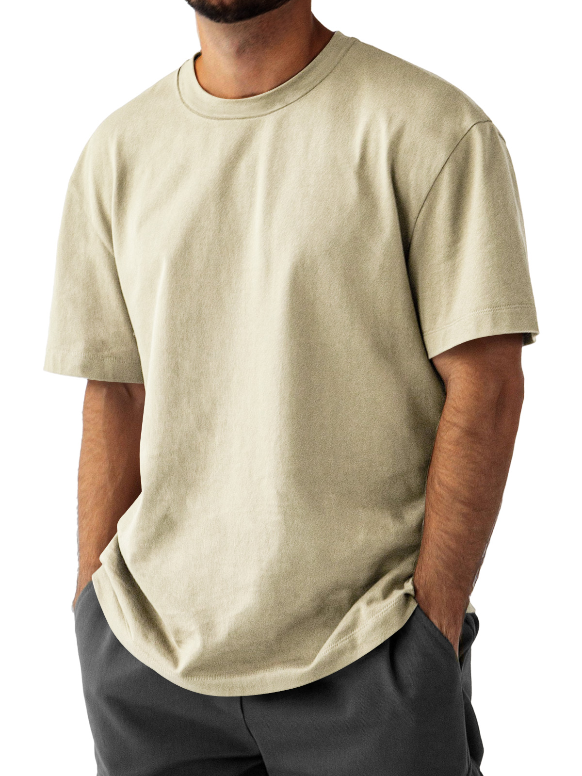 Men's Daily Pure Cotton Round Neck Casual Comfortable Short Sleeve T-shirt