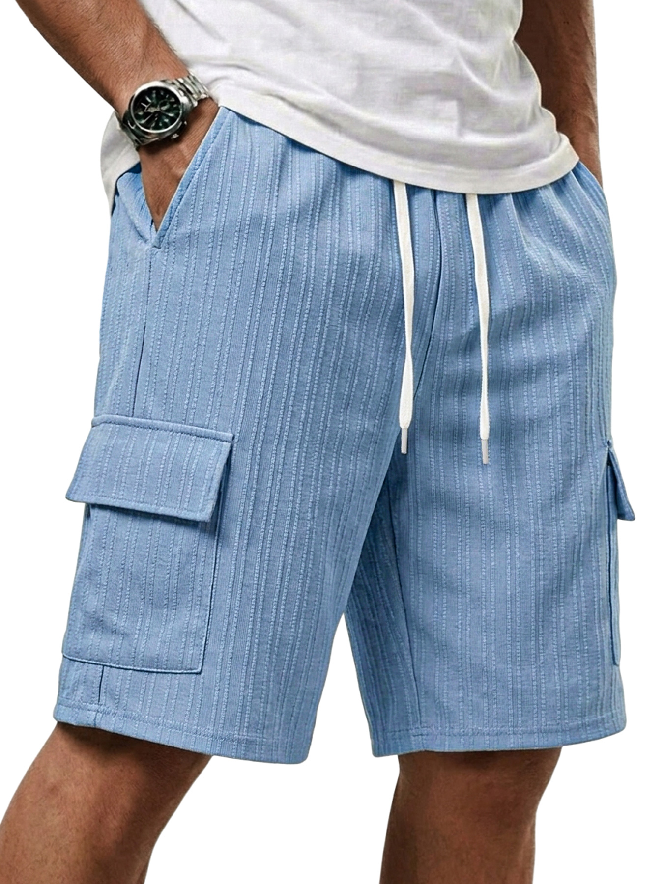 Men's Jacquard Textured Multi-pocket Casual Loose Shorts