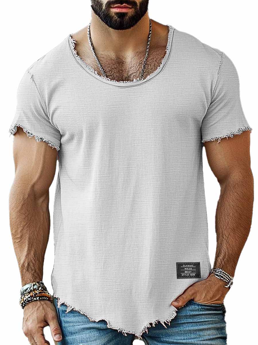 Men's Fashion Retro Embroidered Logo Short-sleeved T-shirt