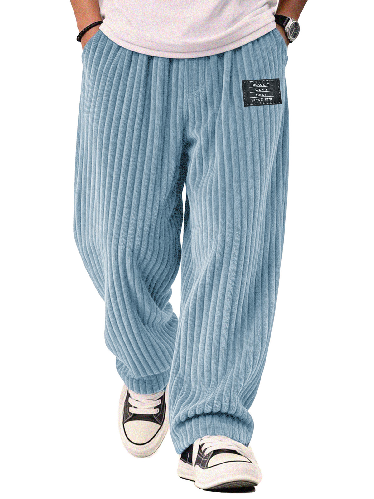 Stylish Casual Loose Corduroy Fabric Pocket Tether Pants