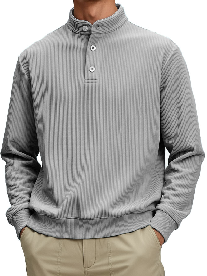 Men's Fashionable Casual Retro Stand Collar Long-Sleeved Top