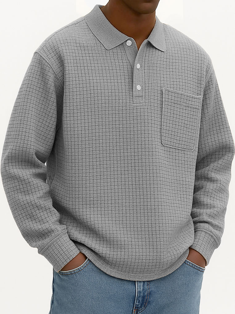 Men's Fashionable Casual Corn-patterned Corduroy Lapel Pocket Polo Shirt