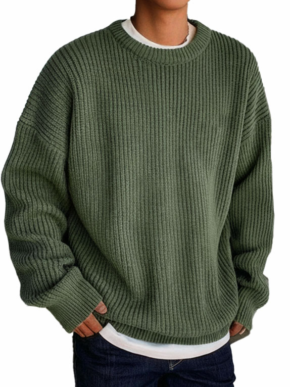 Men's Fashionable Casual Loose Round Collar Long-sleeve Sweater