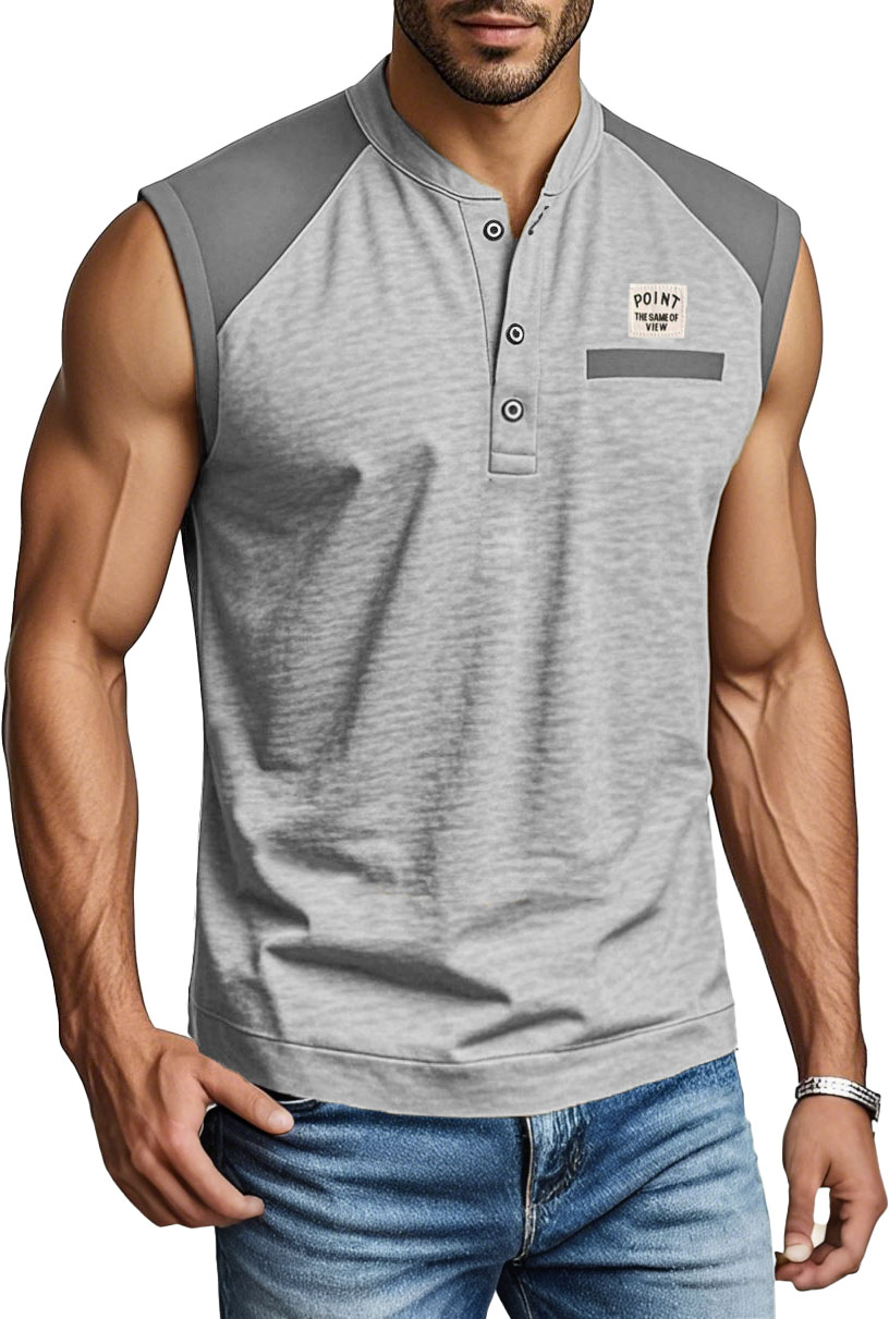 Men's Fashion Outdoor Sports Splicing Logo Vest