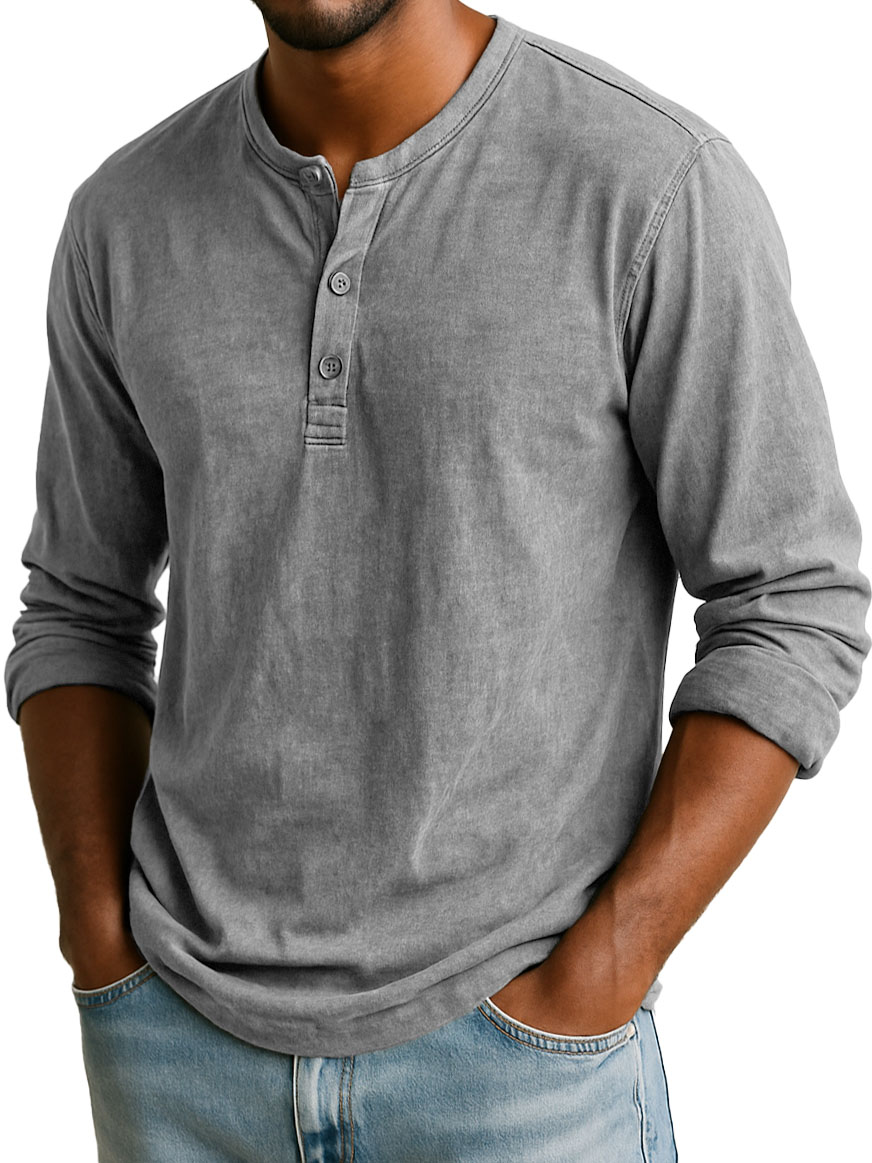 Men's Stylish Casual Long-sleeved Henley Shirt