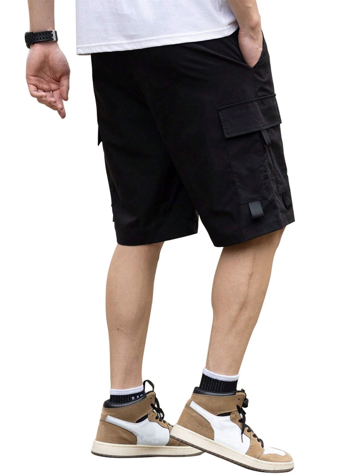 Men's Solid Color Multi-pocket Cargo Casual Shorts