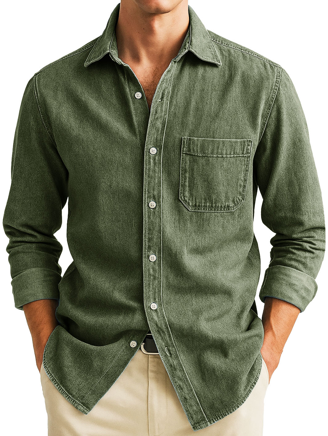 Men's Stylish Casual Retro Outdoor Pocket Long-sleeved Lapel Polo Shirt