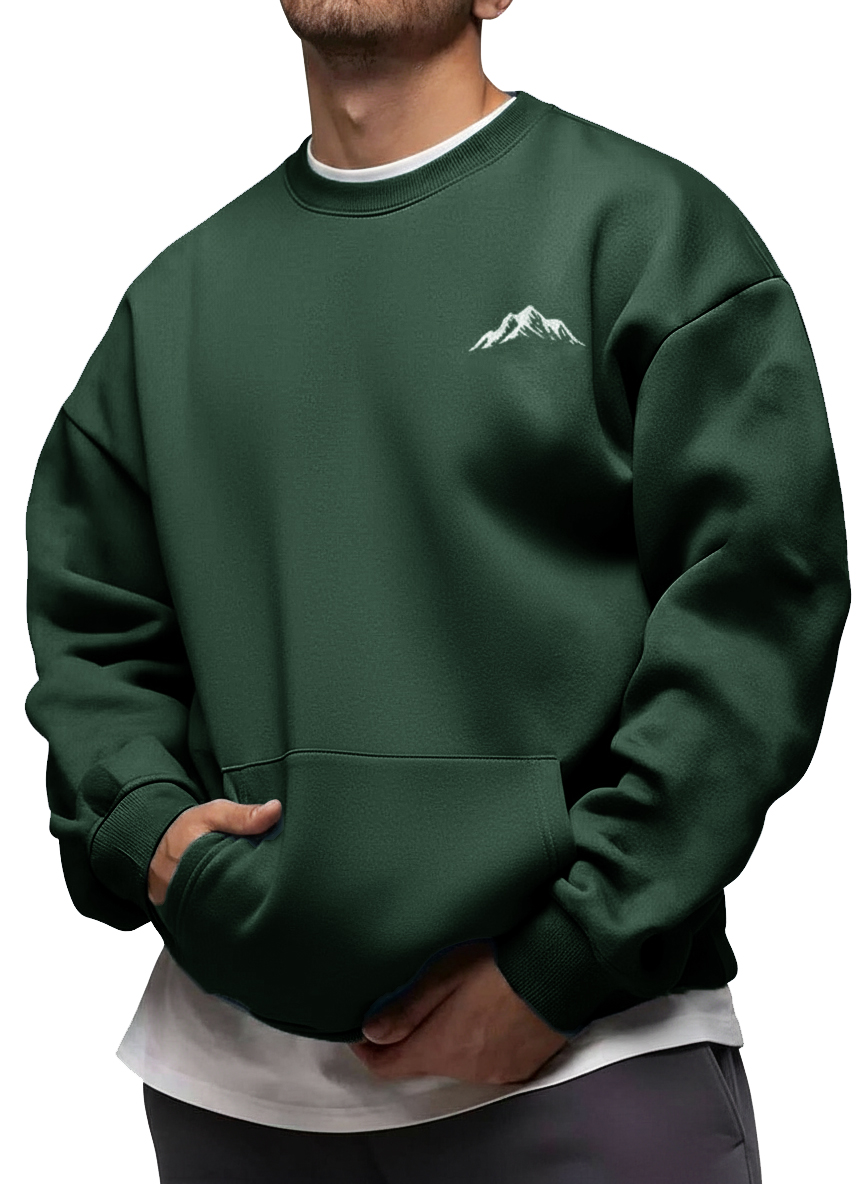 Men's Fashion Casual Printed Crew Neck Long-Sleeve Sweatshirt