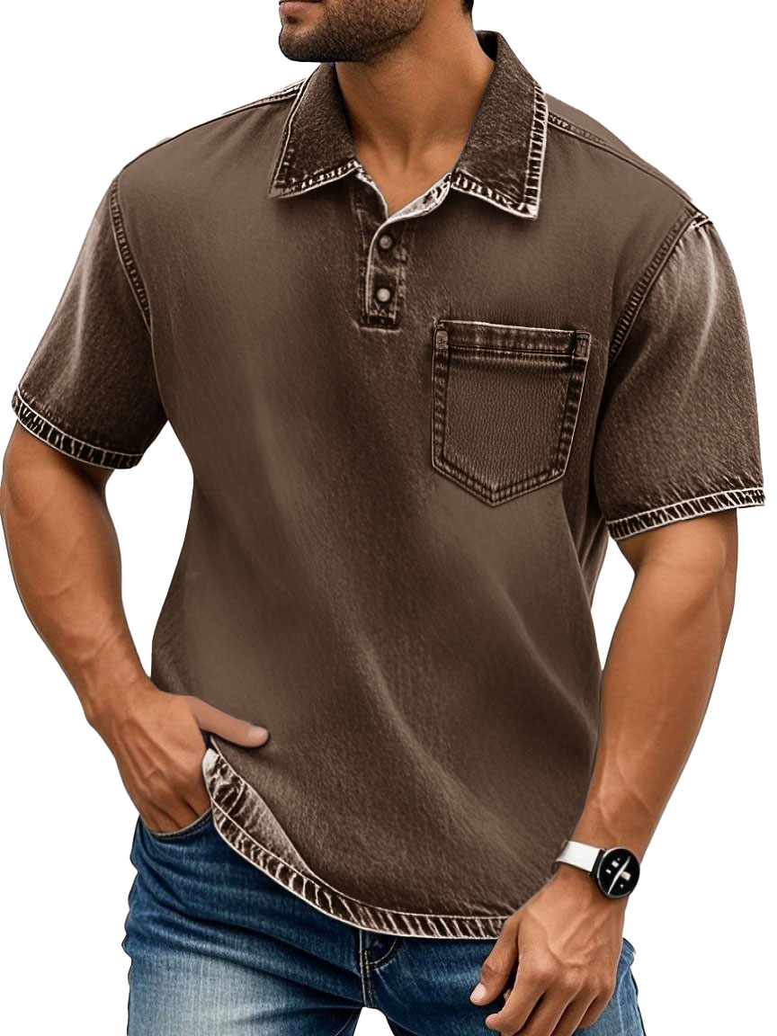 Men's Fashion Retro Lapel Cotton Short-sleeved Polo Shirt