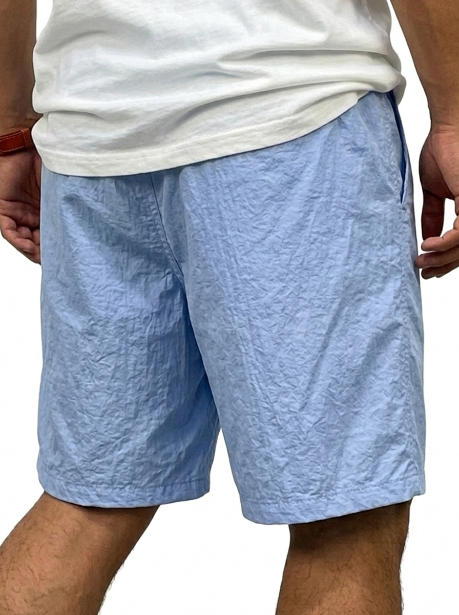 Men's Casual Ice Silk Embroidered Logo Elastic Waist Loose Shorts