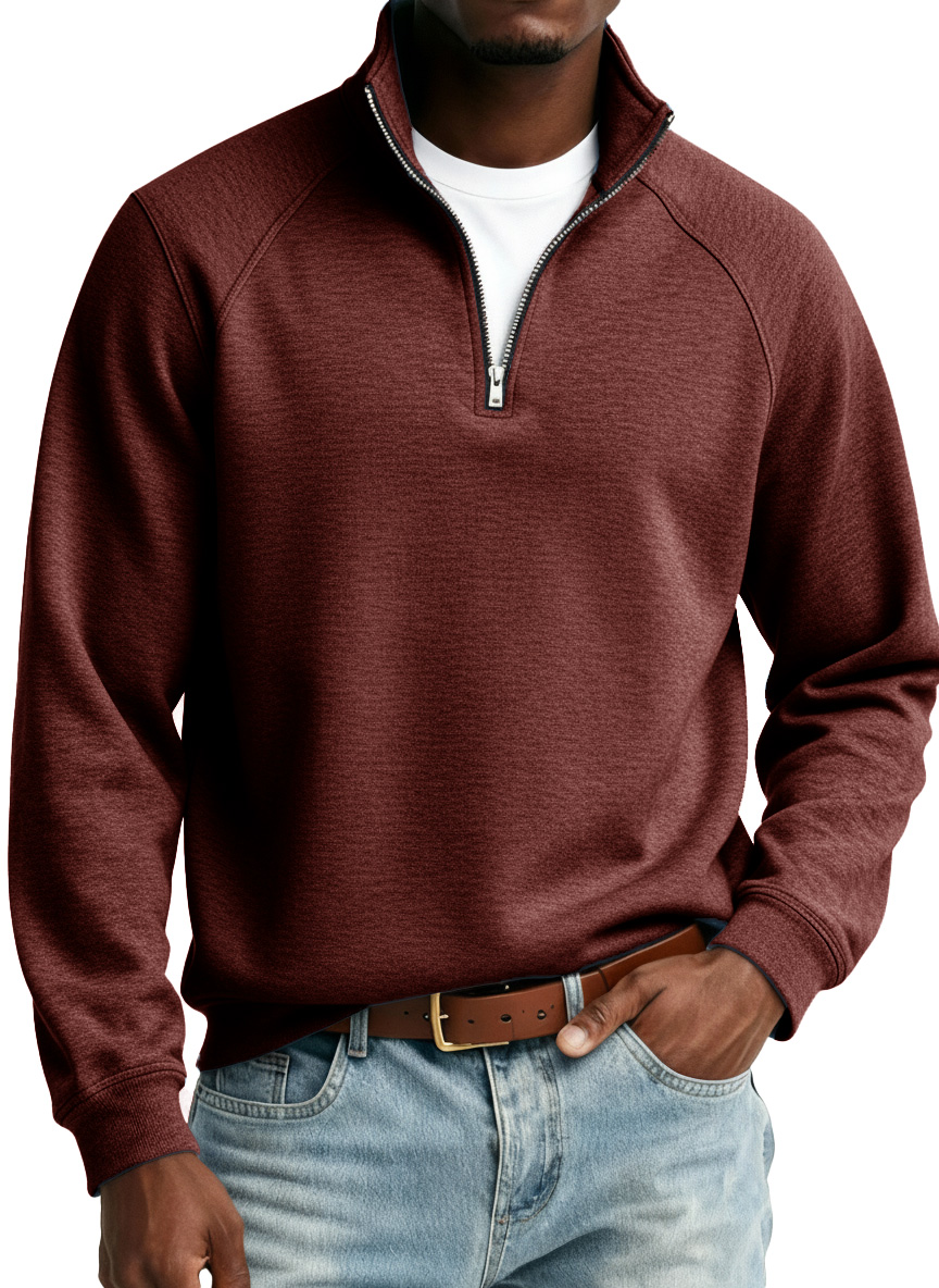 Men's Fashionable Casual Stand Collar Raglan Sleeve Long-Sleeve Sweatshirt
