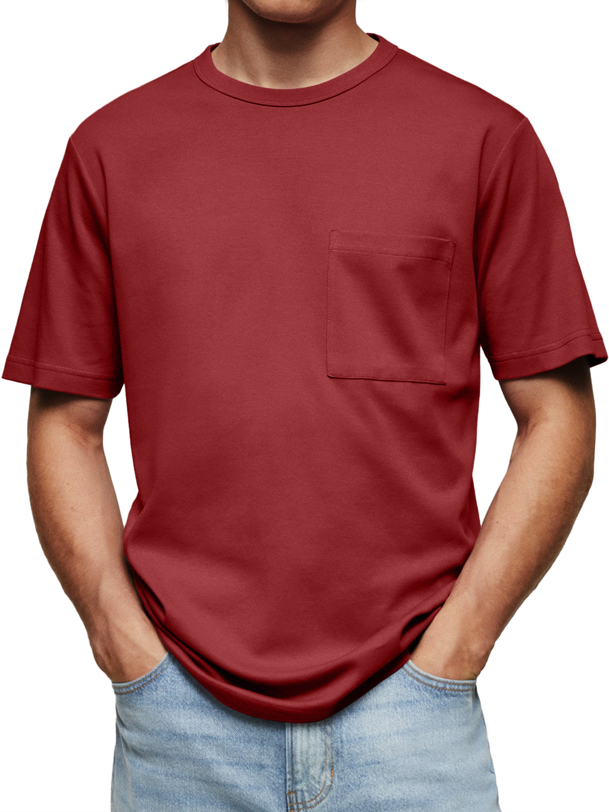 Men's Everyday Round Neck Casual Pocket Comfortable Short Sleeve T-Shirt