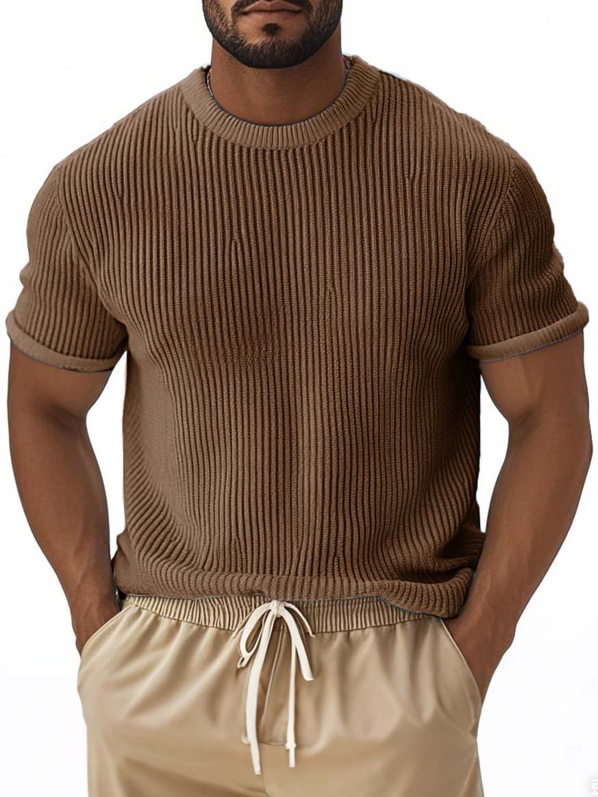 Men's Fashion Street Stripe Short-sleeved T-shirt