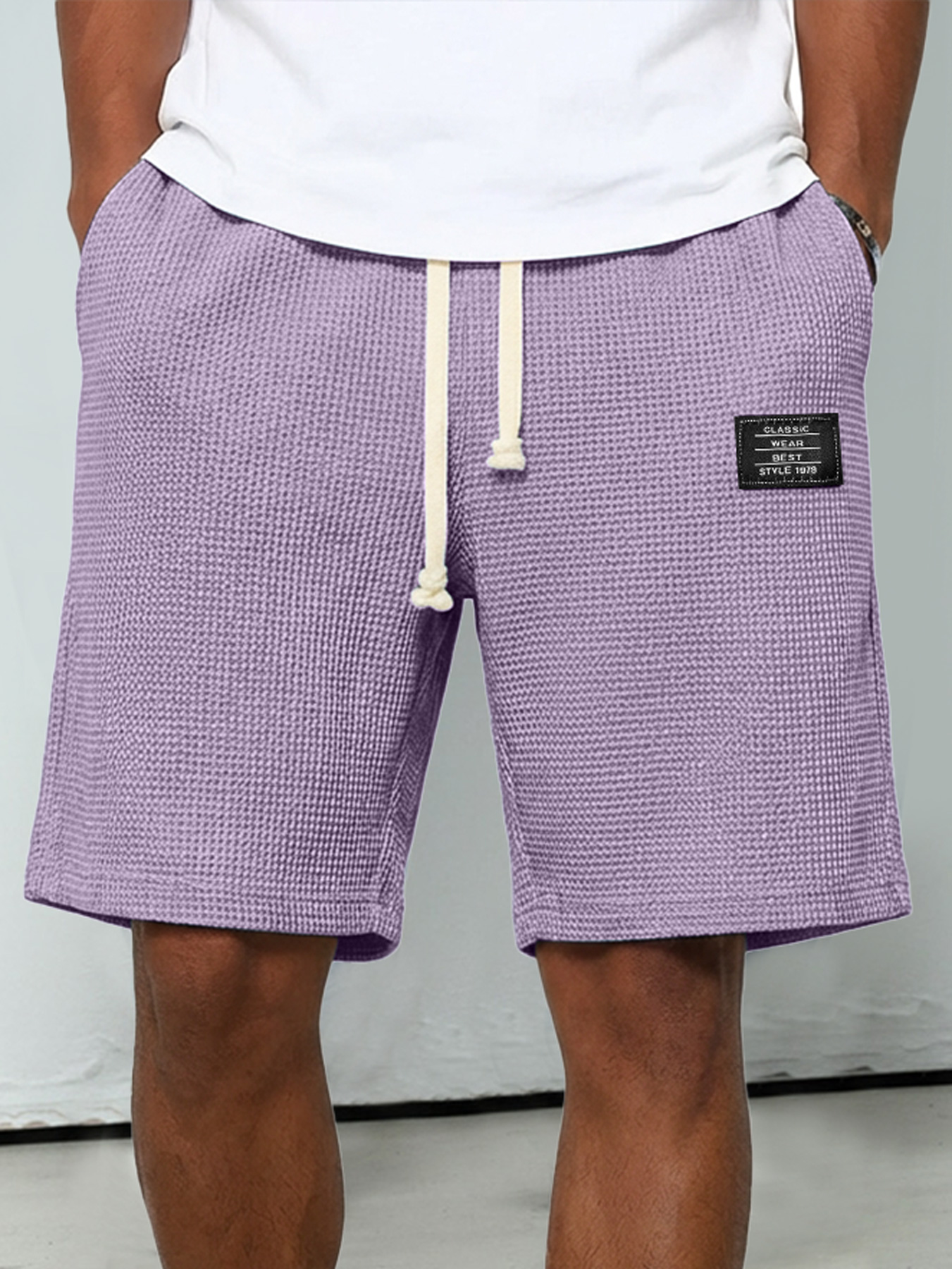 Men's Everyday Waffle-knit Shorts With Elastic Waistband And Logo Detail