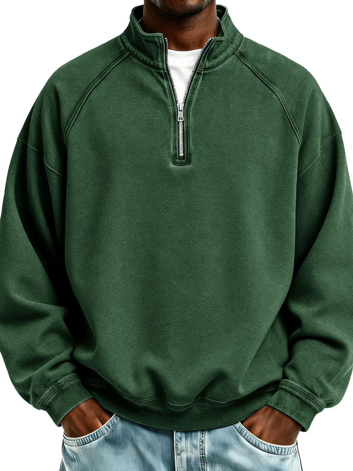 Men's Fashionable Sporty Casual Loose-Fitting Long-Sleeve Stand Collar Sweatshirt