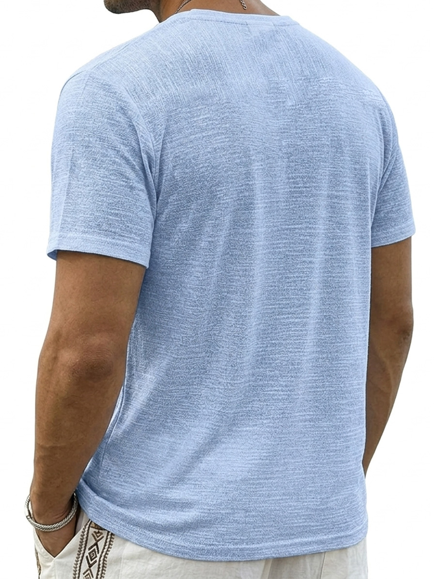Men's Comfortable Cotton Linen V-Neck Casual Short-Sleeve T-Shirt