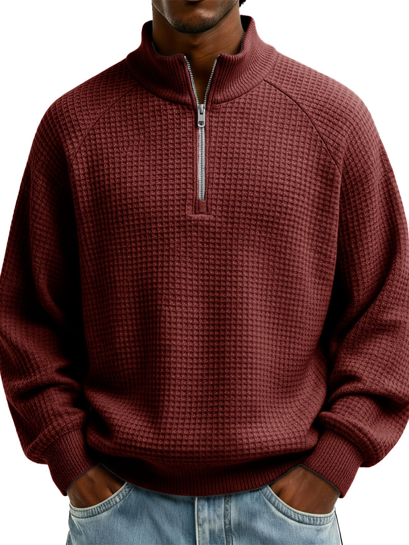 Men's Stylish Casual Loose-fitting Raglan Sleeve Stand-up Collar Long-sleeved Sweatshirt