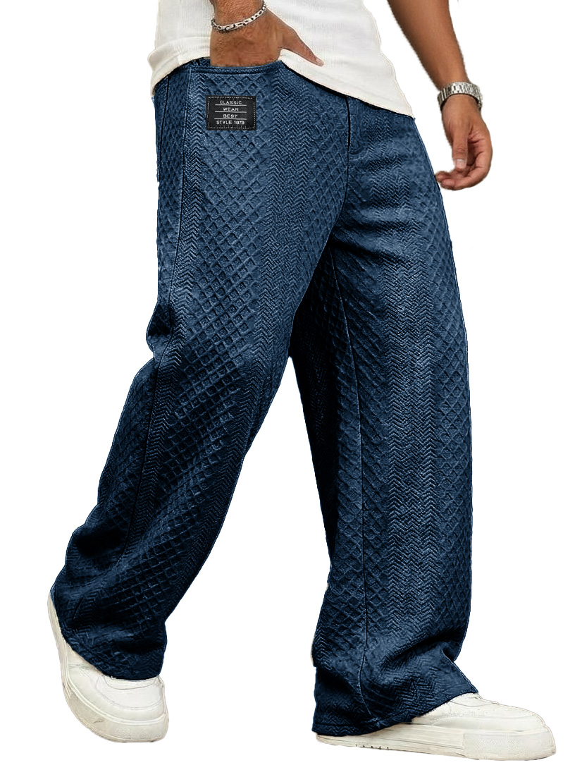 Men's Fashionable Casual Jacquard Fabric Loose Pocket Trousers