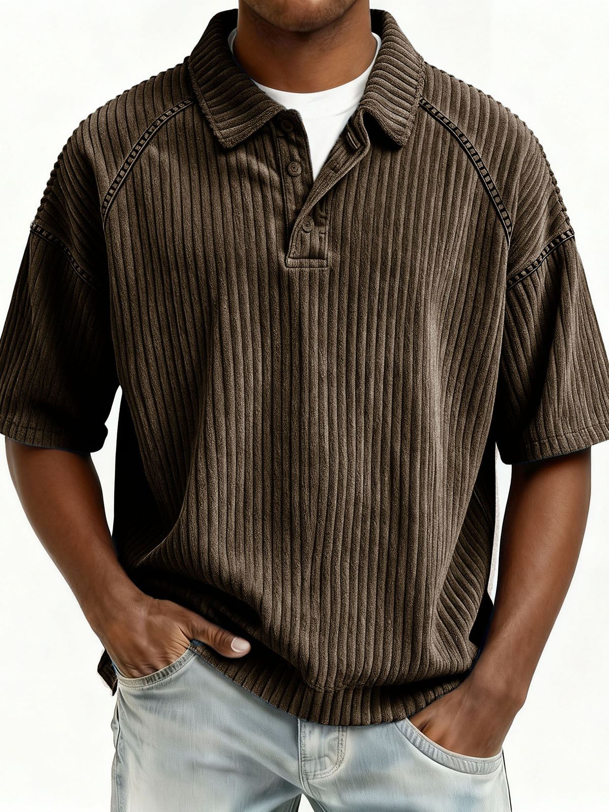 Stylish Casual Loose Lapel Pocket Short-sleeved Polo Shirt