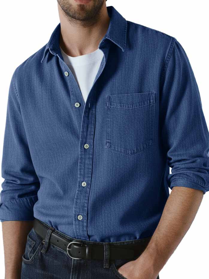 Men's Stylish Vintage Distressed Cotton Lapel Pocket Shirt