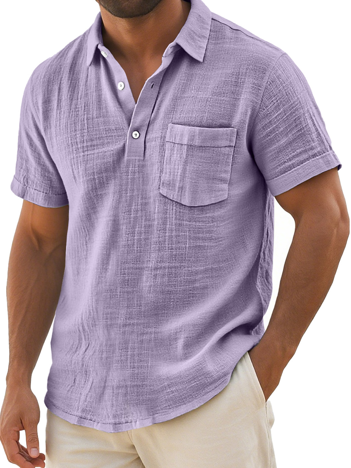 Men's Daily Casual Lapel Button Pocket Comfortable Short-sleeved Polo Shirt