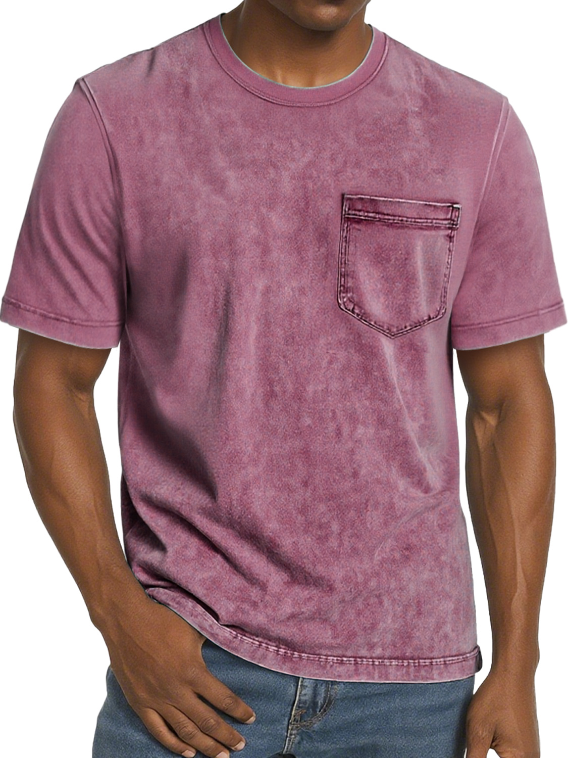 Men's Retro Casual Round Neck Pocket Comfortable Short Sleeve T-Shirt