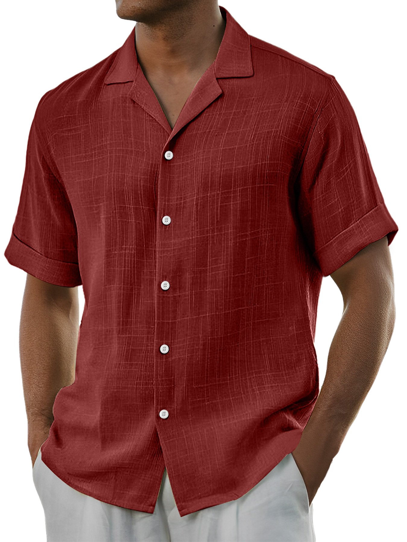 Men's Daily Cotton And Linen Comfortable Casual Short-sleeved Shirt