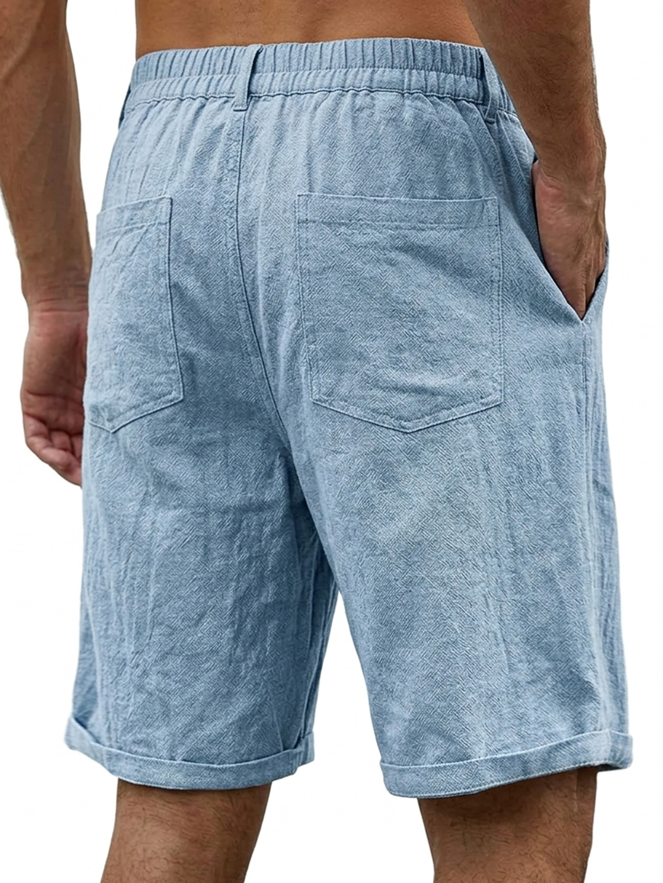 Men's Basic Cotton And Linen Button Casual Comfortable Shorts