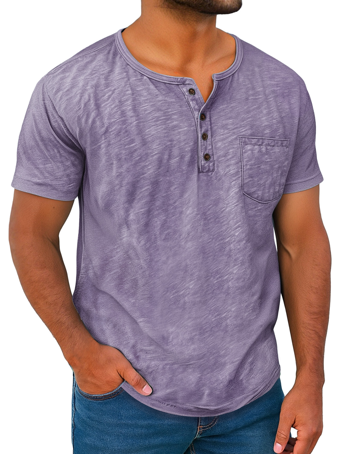 Men's Retro Everyday Casual Button-Down Short Sleeve Henley Shirt