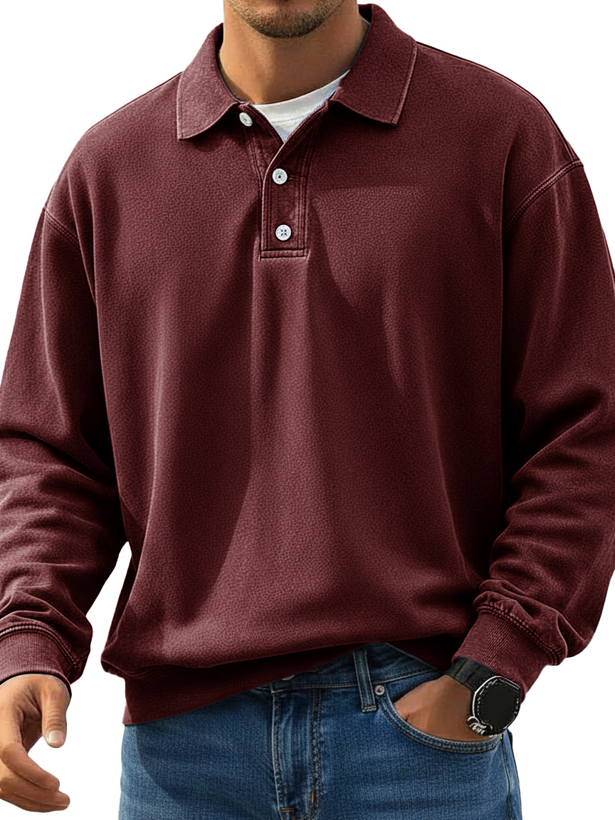 Men's Stylish Retro Lapel Long-sleeved Polo Shirt