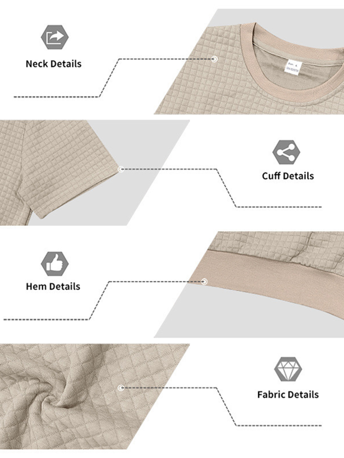 Men's Casual Waffle Knit Crew Neck Comfortable Short Sleeve T-Shirt
